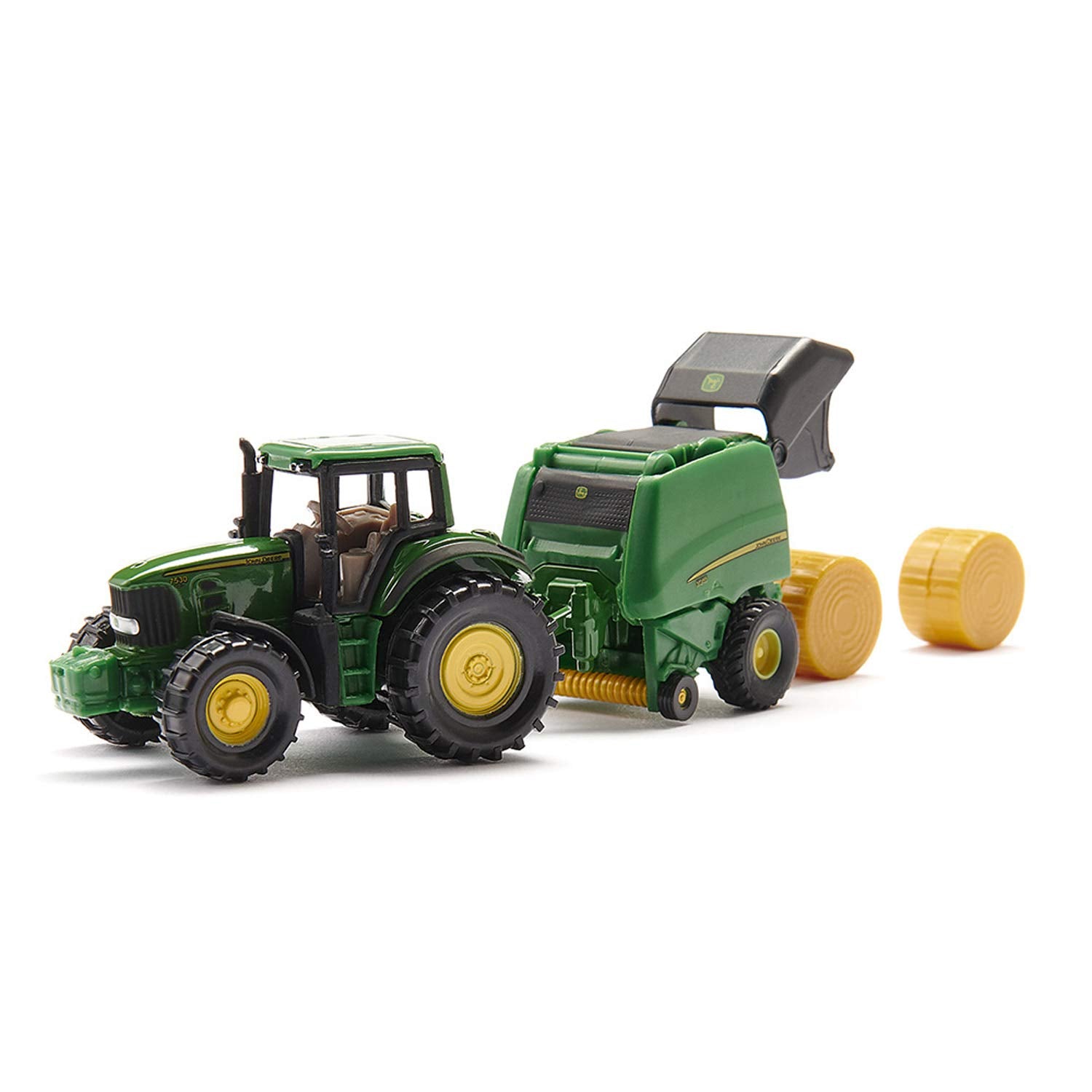 SIKU John Deere Tractor with Round Baler and 2 Bales 1:72 Scale | Metal/Plastic | Green 3