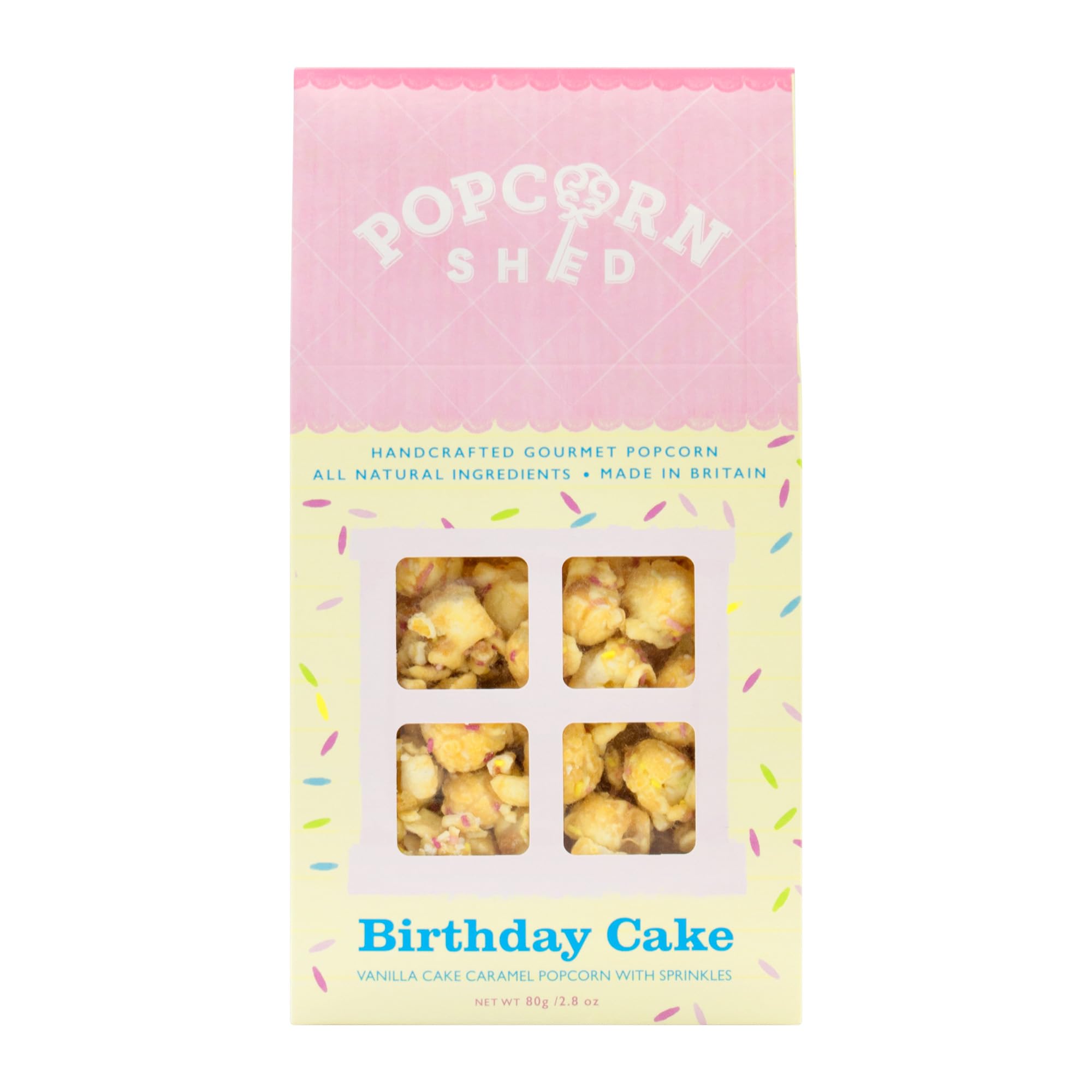 Popcorn Shed Birthday Cake Popcorn - 80g Gift Box | Vegetarian | Natural