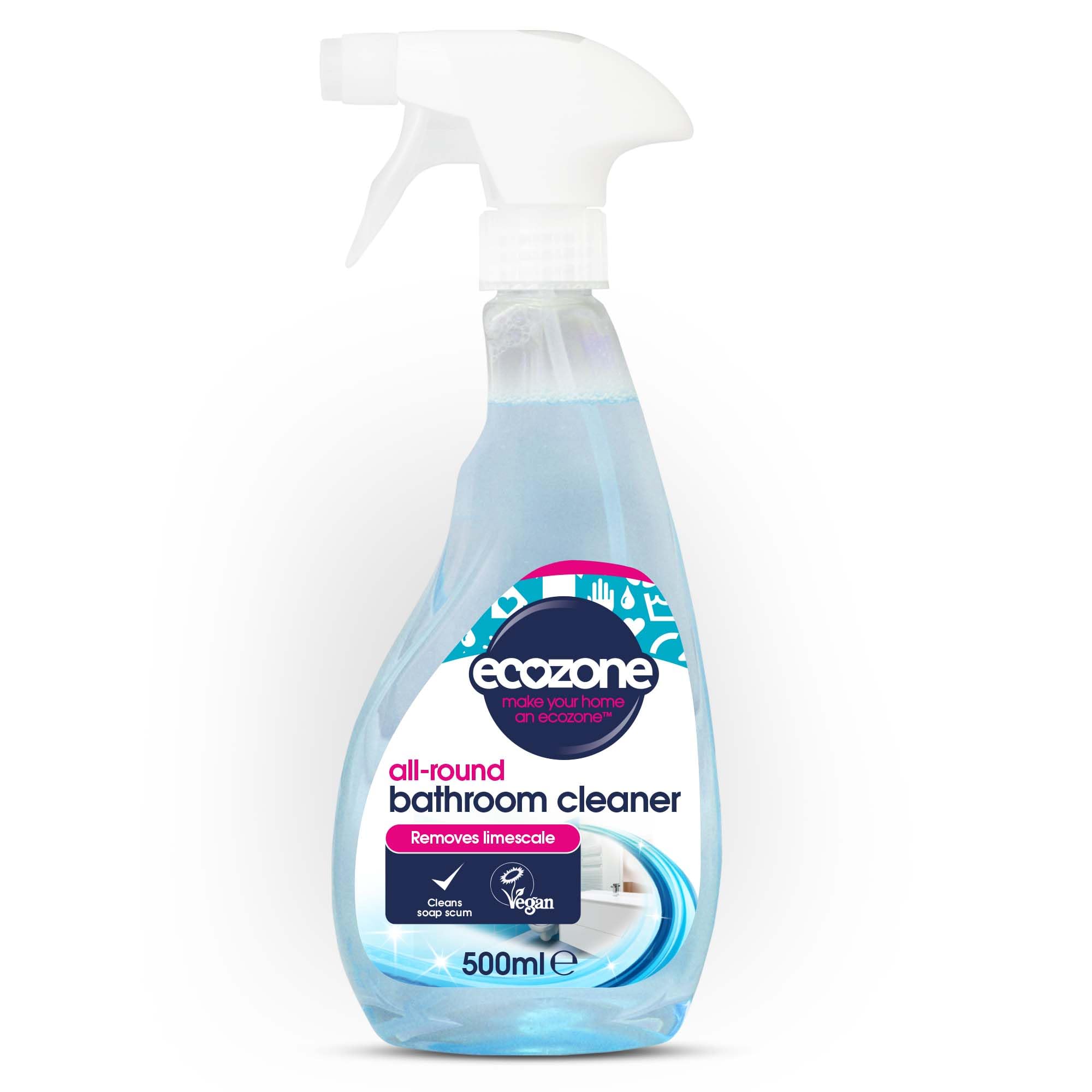 Ecozone All Round Bathroom Cleaner & Limescale Remover - Plant-Based, Vegan Friendly, Lemon Scent | 500ml