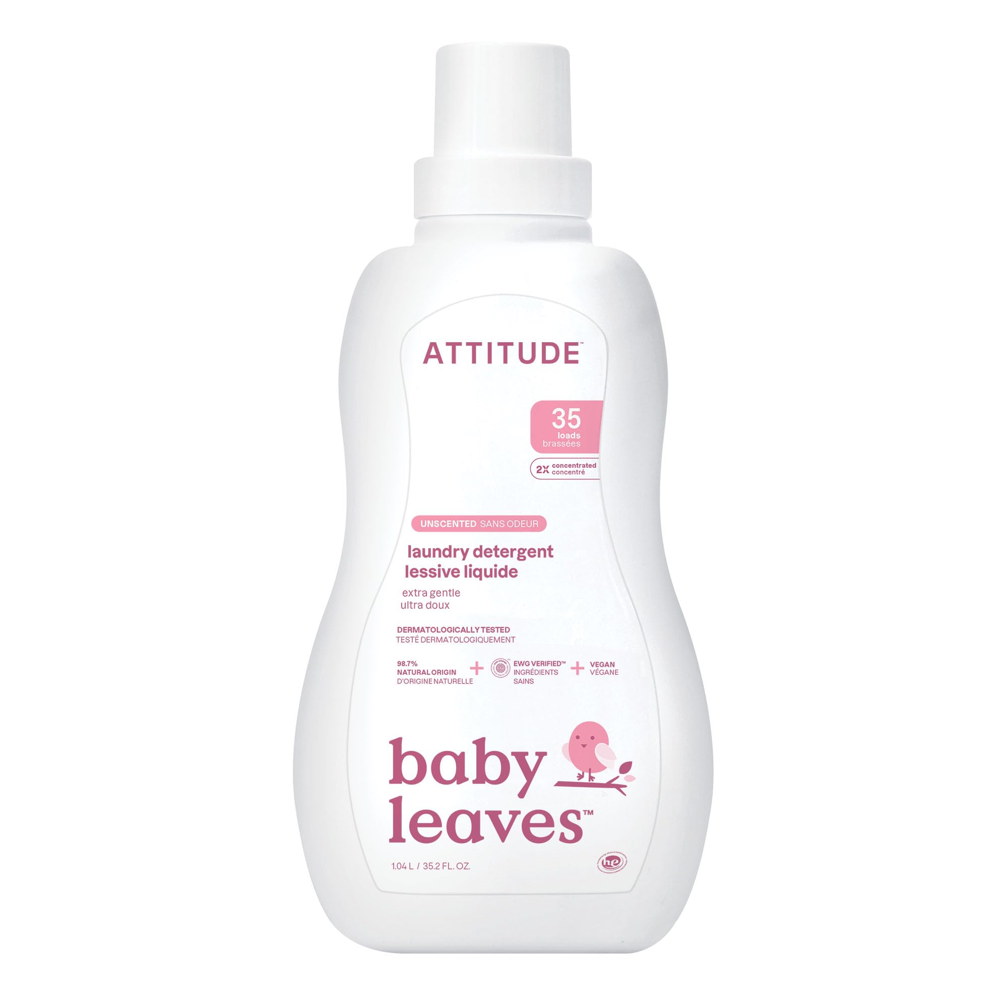 ATTITUDE Baby Laundry Detergent Liquid, EWG Verified, Unscented, 1.05 L 1
