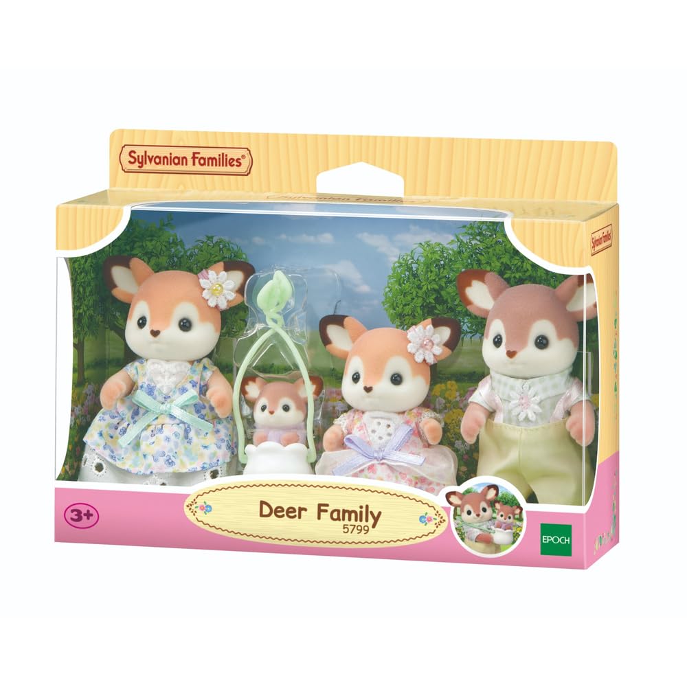 Sylvanian Families Deer Family 5799 Playset | Includes 4 Figures & Sling | Ages 3+