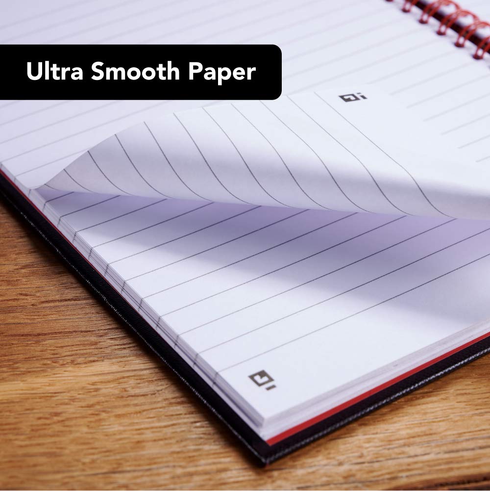 Black n' Red A4 Wirebound Notebook - Premium Optik Paper, Hardcover, 140 Ruled Pages | 3 Pack