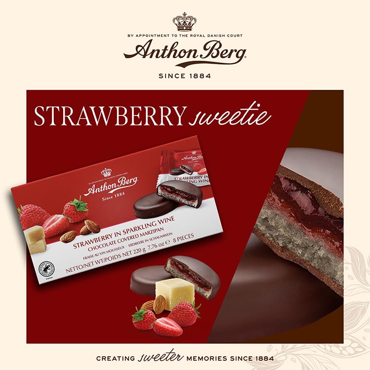 Anthon Berg Dark Chocolate Covered Marzipan Treats - Strawberry in Champagne 220g 2