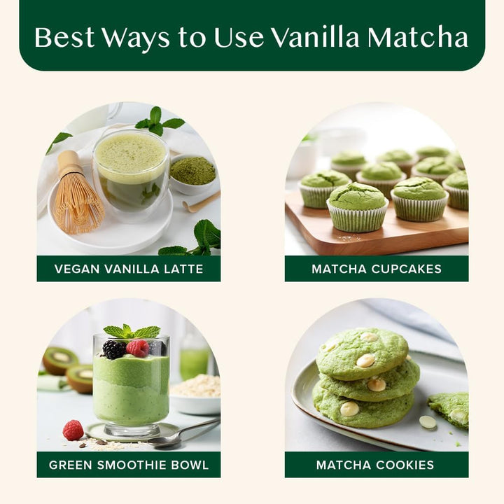 VAHDAM - Vanilla Matcha Green Tea Powder (25g, 12 Servings)