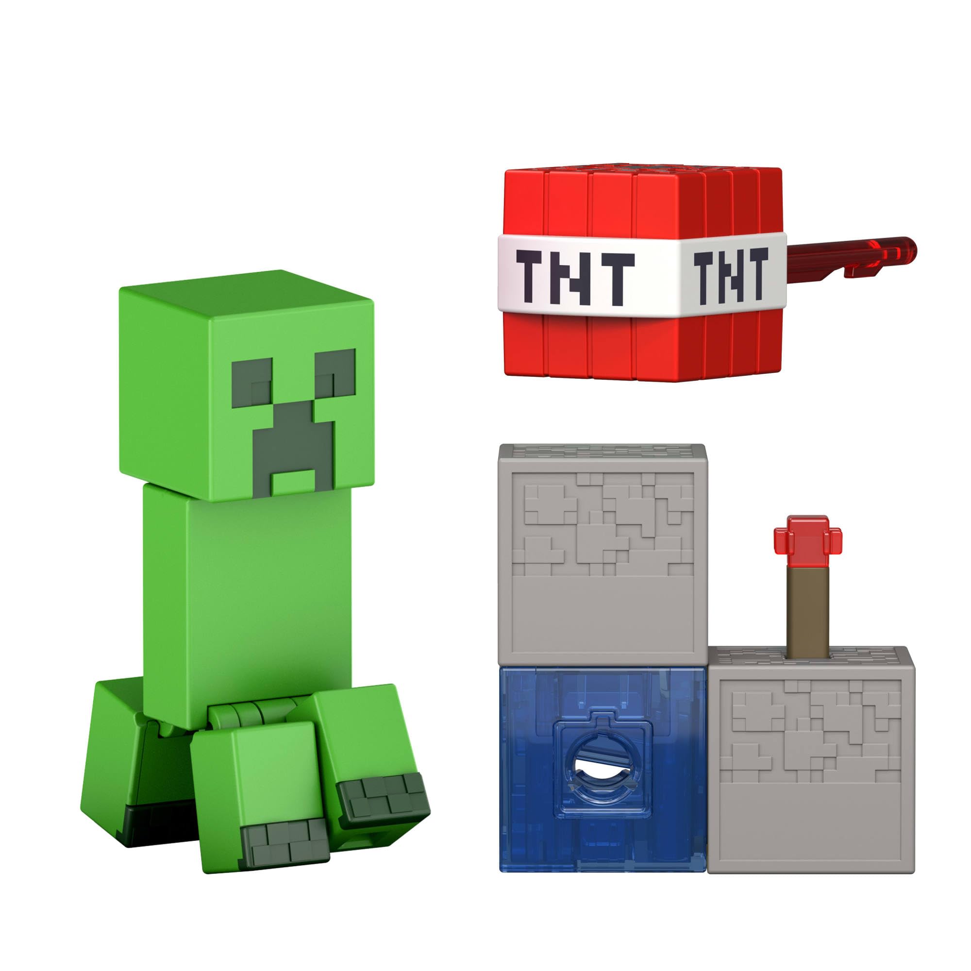 Mattel Minecraft Creeper Action Figure with Accessory & Redstone Building Piece | 3.25-in Scale 1