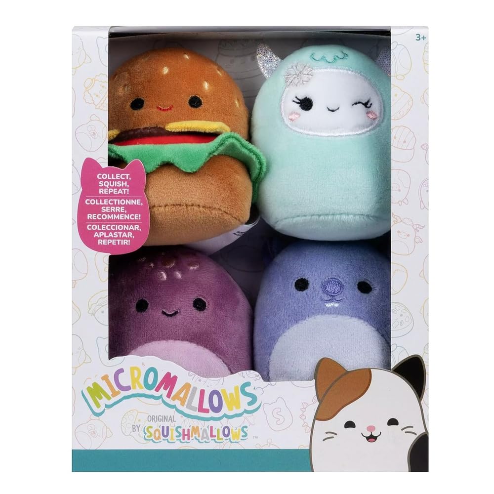 Micromallows SQMM0066 4-Pack Super Soft Mini Squishmallows 6.5cm Plush Figures 1