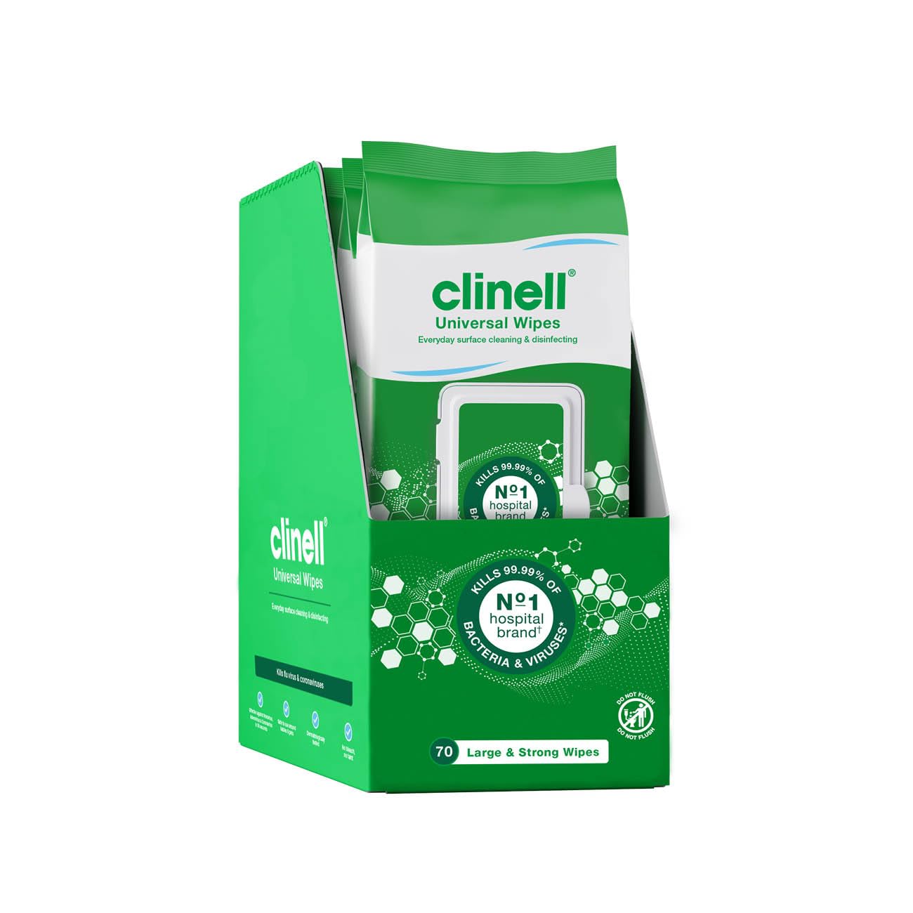 Clinell Universal Cleaning and Disinfecting Wipes - Kills 99.99% | 70 Count Wipes | Pack of 4 1
