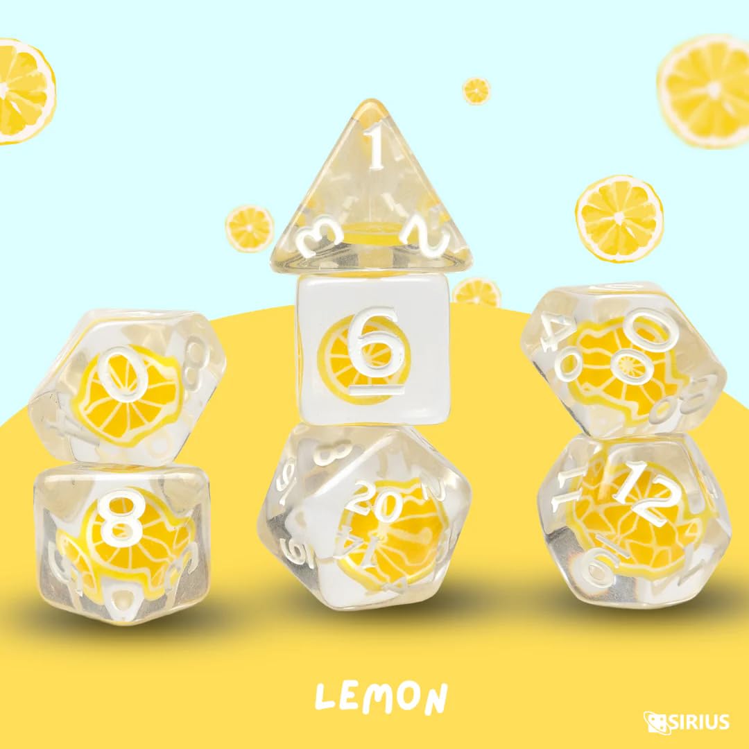 Sirius Dice Fruit Slice Dice Set - Lemon | 7-Piece Set | Plastic