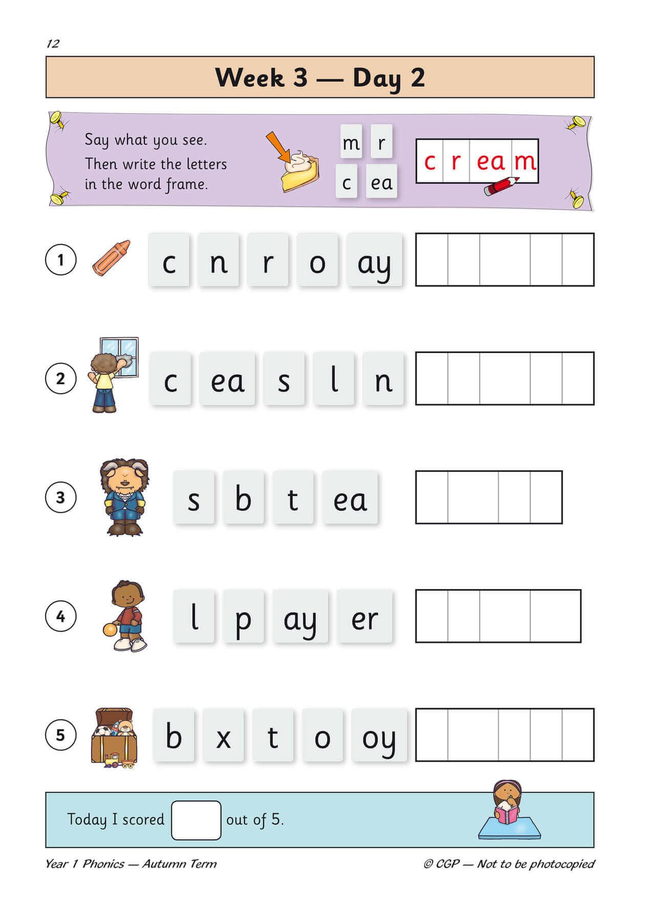 CGP Year 1 Daily Practice Book - Phonics Study Aid for Autumn Term | Ages 5-6 | Paperback 3