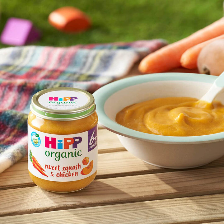 HiPP Organic Sweet Squash & Chicken Baby Food Jar 6+ Months 125g (Pack of 6)