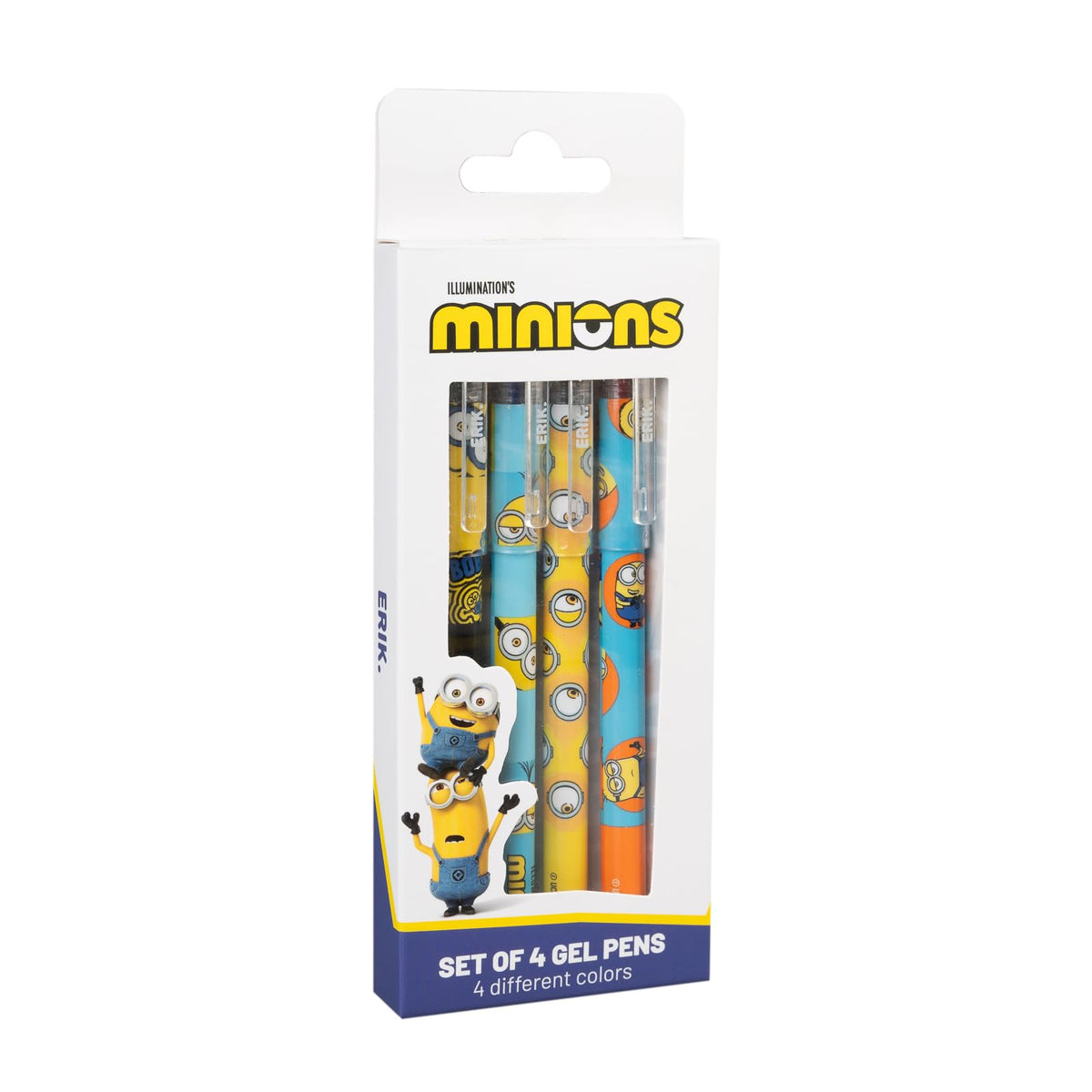 Grupo Erik Minions Set of 4 Erasable Pens - Multicolor Ink | Gel Pen | Kid