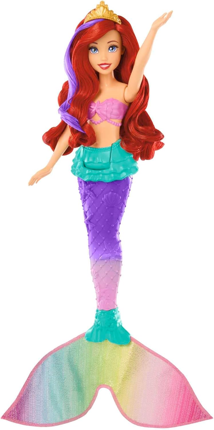 Disney Princess Ariel Swimming Mermaid Doll with Color-Change Hair & Seahorse Friend - Ages 3+ 2