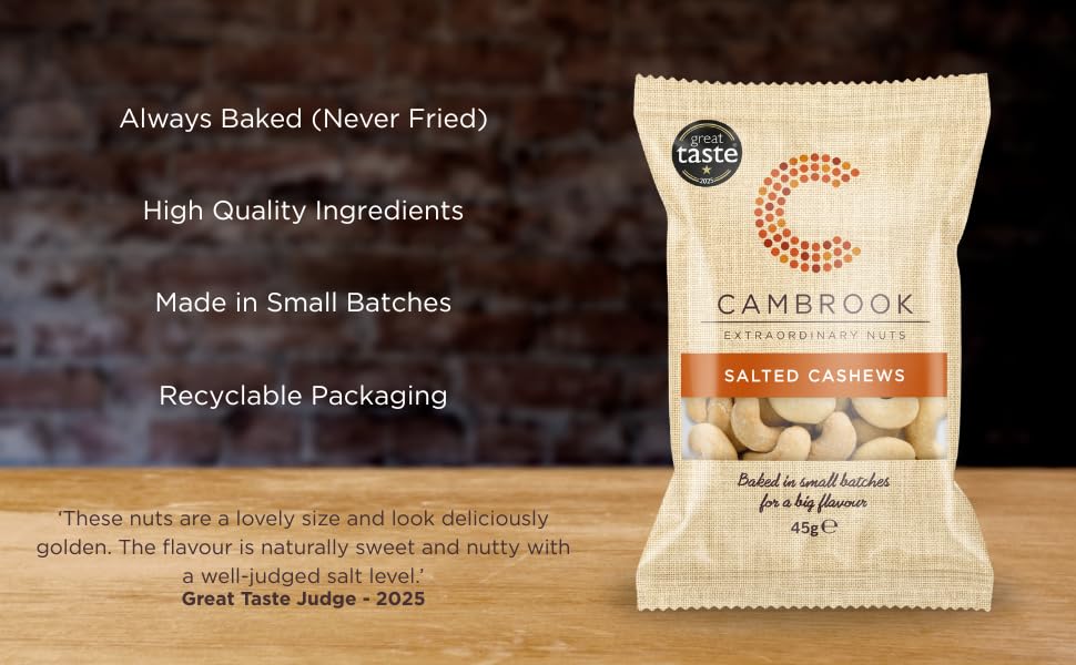 Cambrook - Baked & Salted Cashews - 45g Bag | Gluten Free | Vegan 2