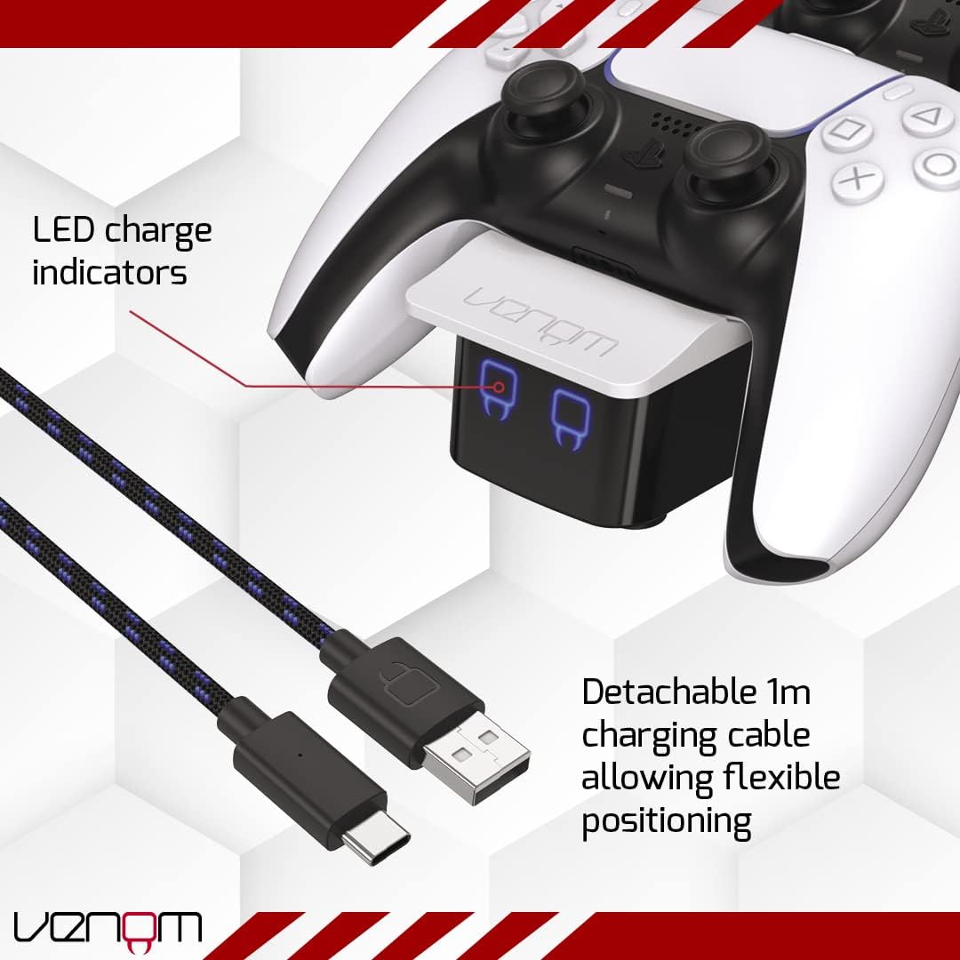 Venom PS5 DualSense Twin Charging Dock Station - White