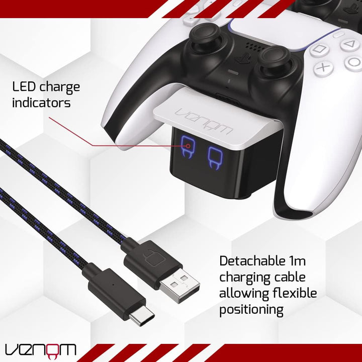 Venom PS5 DualSense Twin Charging Dock Station - White