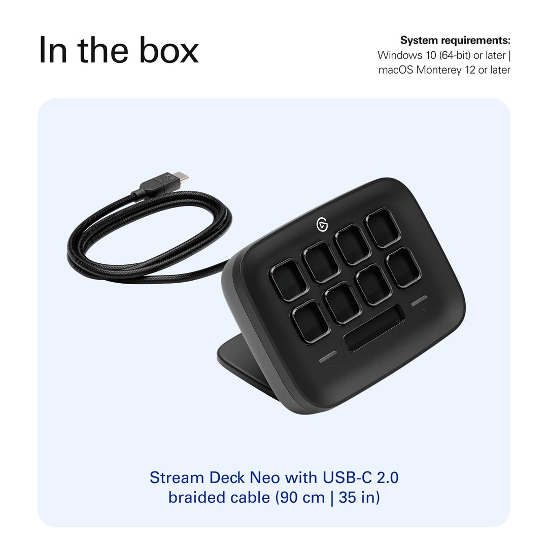 Elgato Stream Deck Neo (Black) – 8 Customisable Keys, 2 Touch Points, Speed