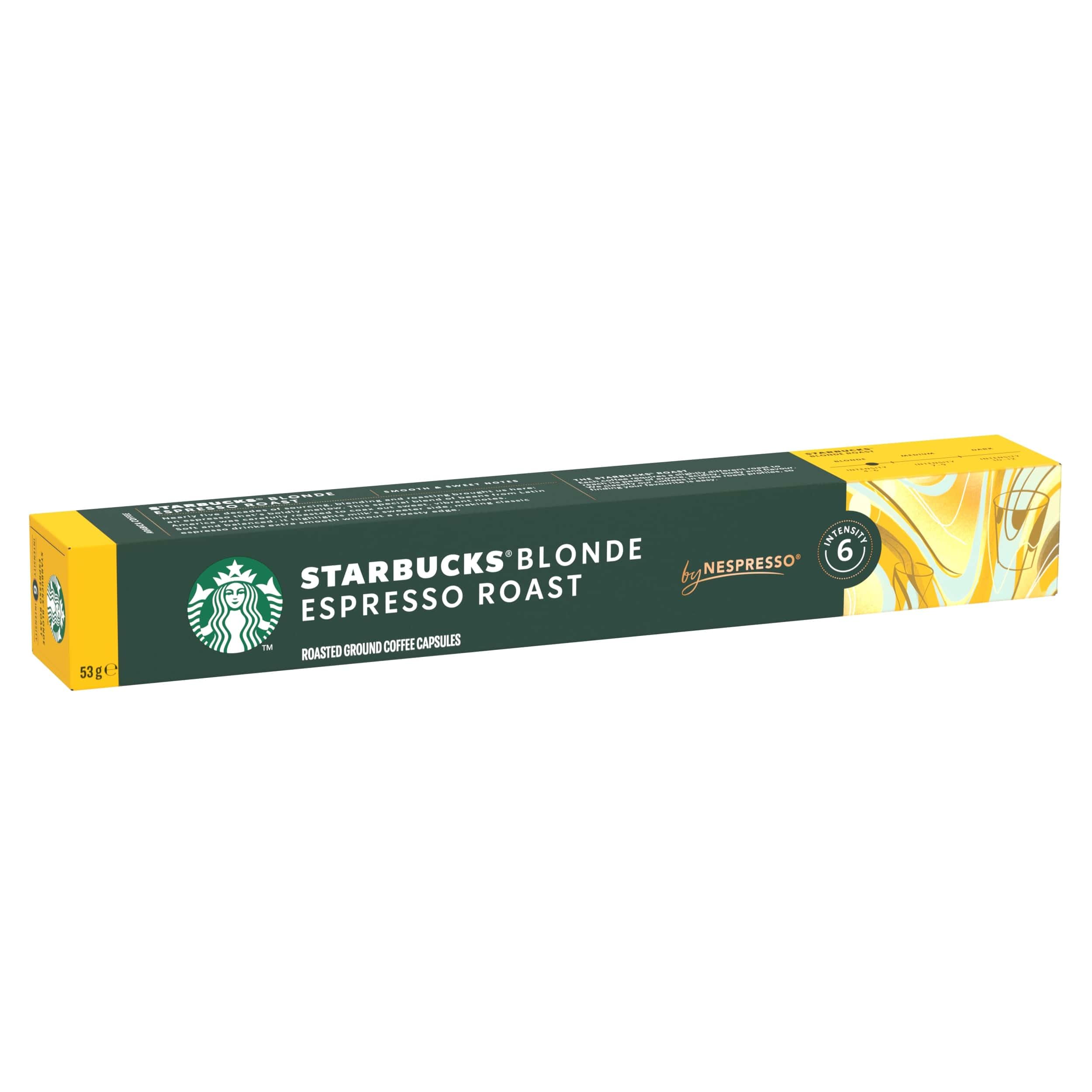 STARBUCKS Blonde Espresso Roast Coffee Capsules by Nespresso, Blonde Roast, 10 Count