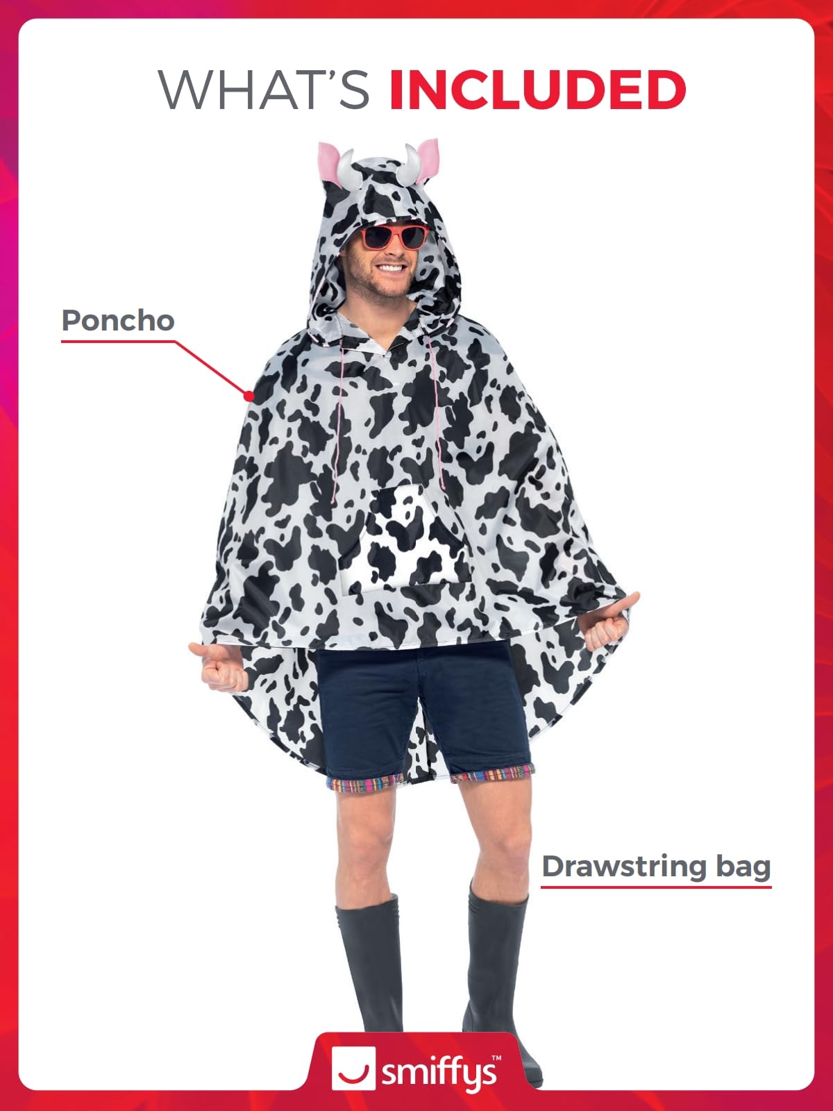 Smiffys Cow Party Poncho - Novelty Costume | One Size | Polyester 2