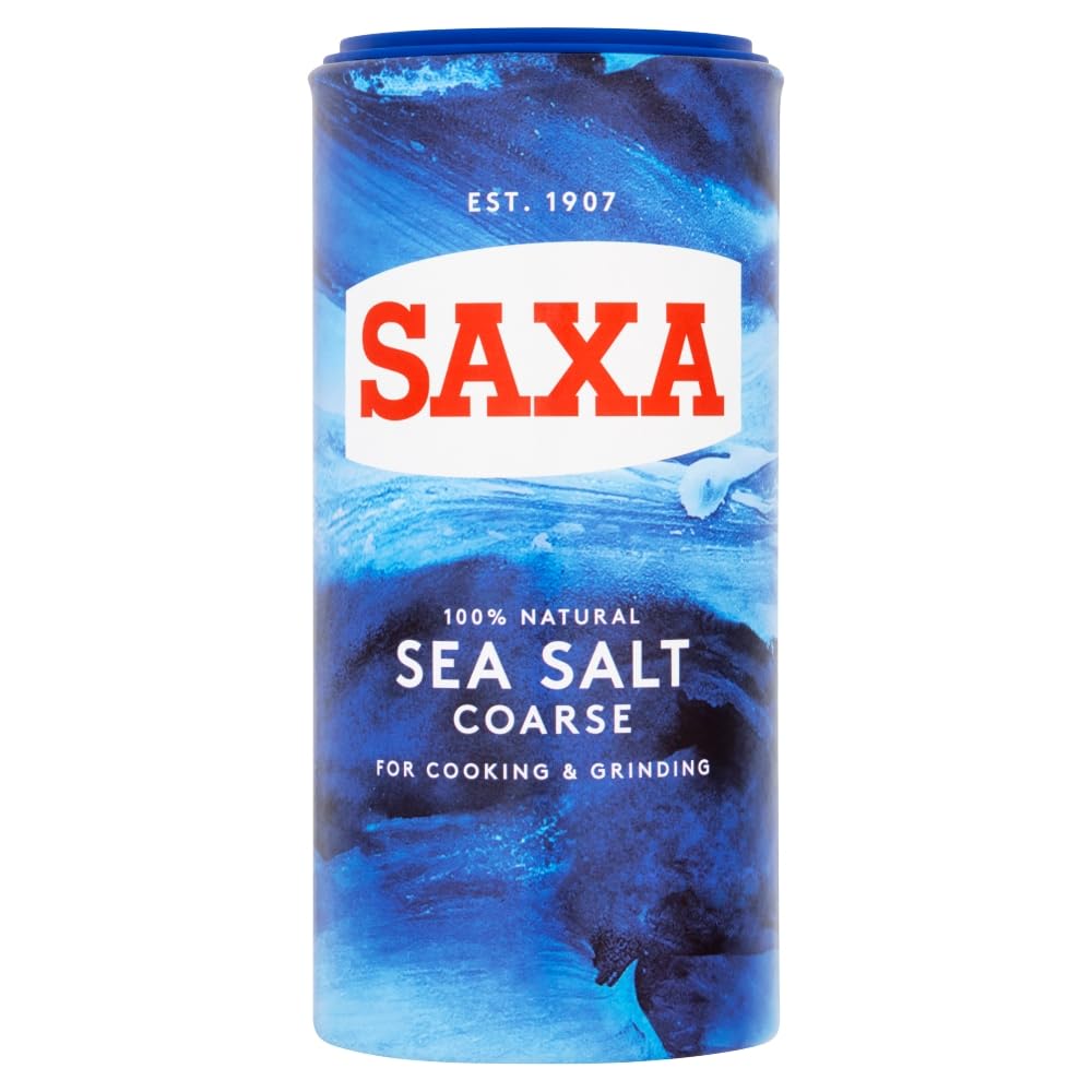Saxa Coarse Sea Salt for Cooking & Grinding - Pure & Natural | 350g Drum 1