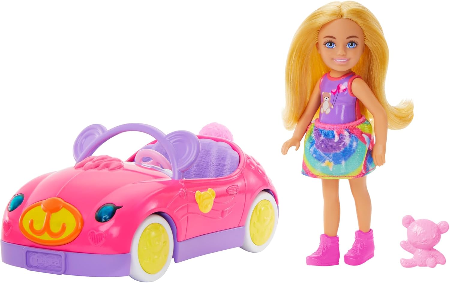 Barbie Chelsea Doll & Toy Car Playset - Bear-Themed Convertible with Teddy Bear Accessory 1
