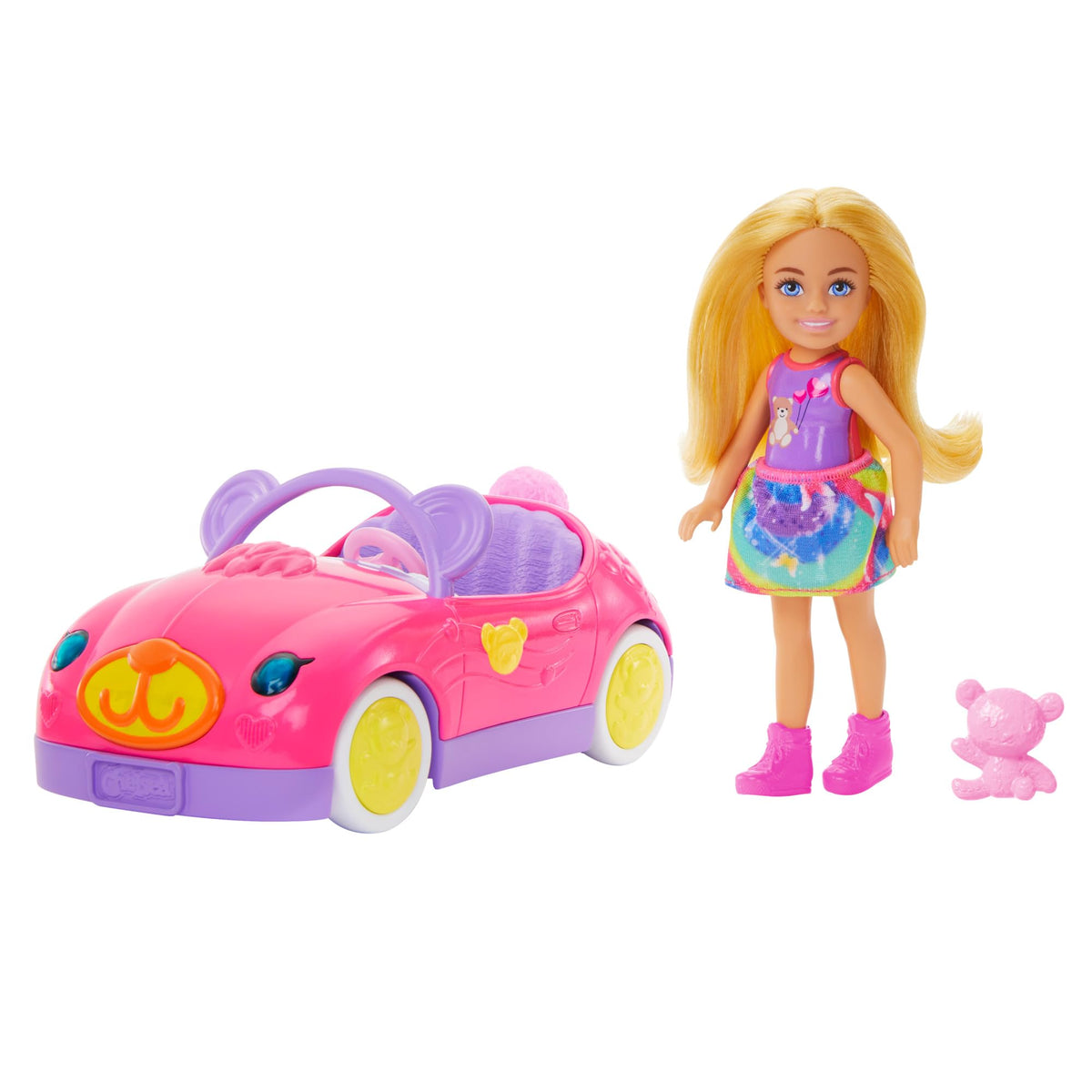 Barbie Chelsea Doll & Toy Car Set with Teddy Bear Convertible | Ages 3+ | Multicolor