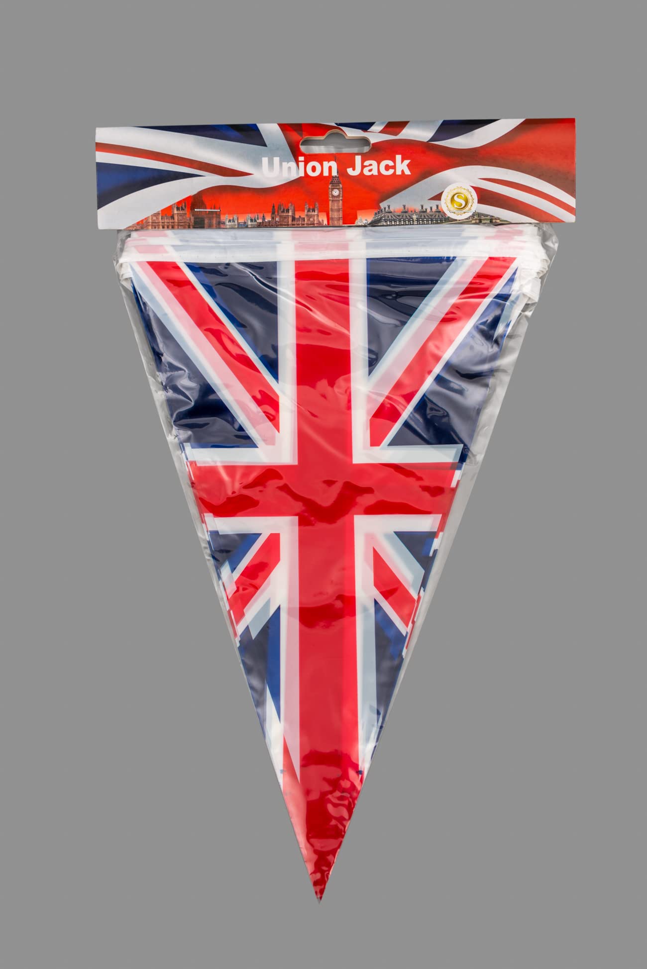 SHATCHI Union Jack Bunting Banner - 20m/65ft Long, 50 Triangle Plastic Flags for UK Celebrations 7