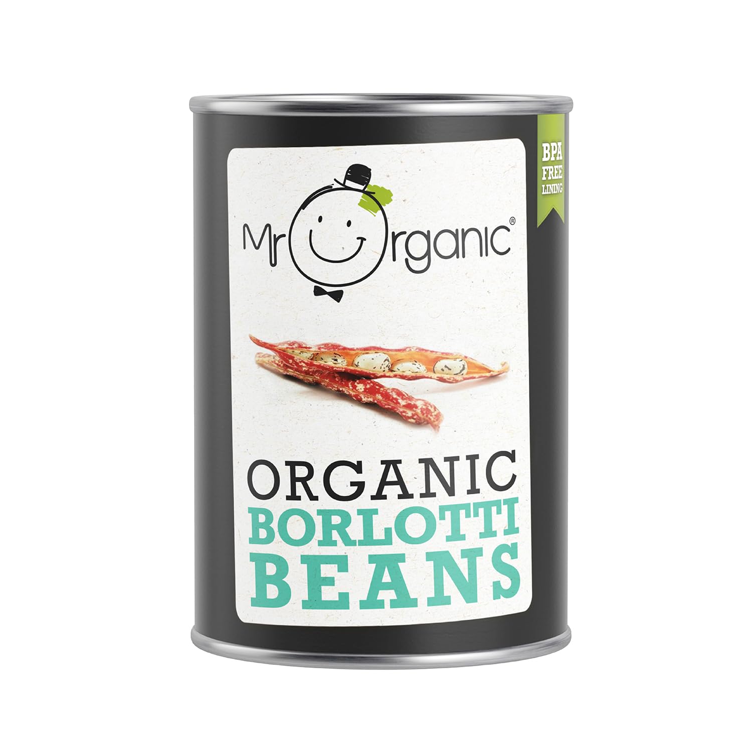 Mr Organic Borlotti Beans - Certified Organic, Ready to Eat | 400g Tin 1