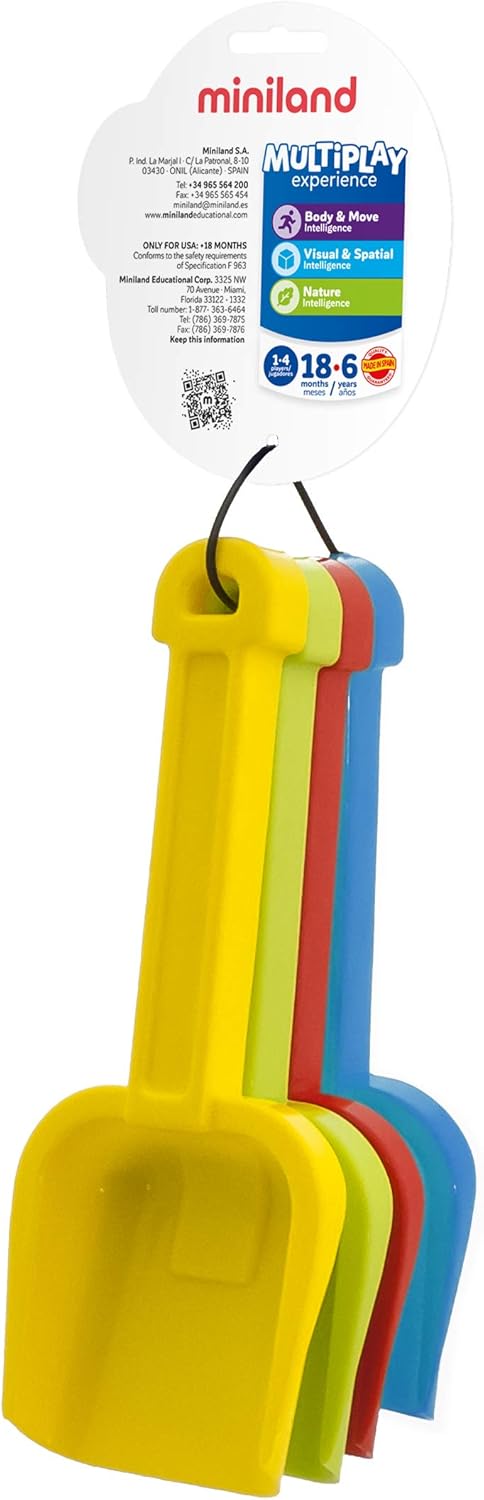 Miniland Special Assorted Spades Set - Flexible Plastic Sand & Snow Playset for Kids 2