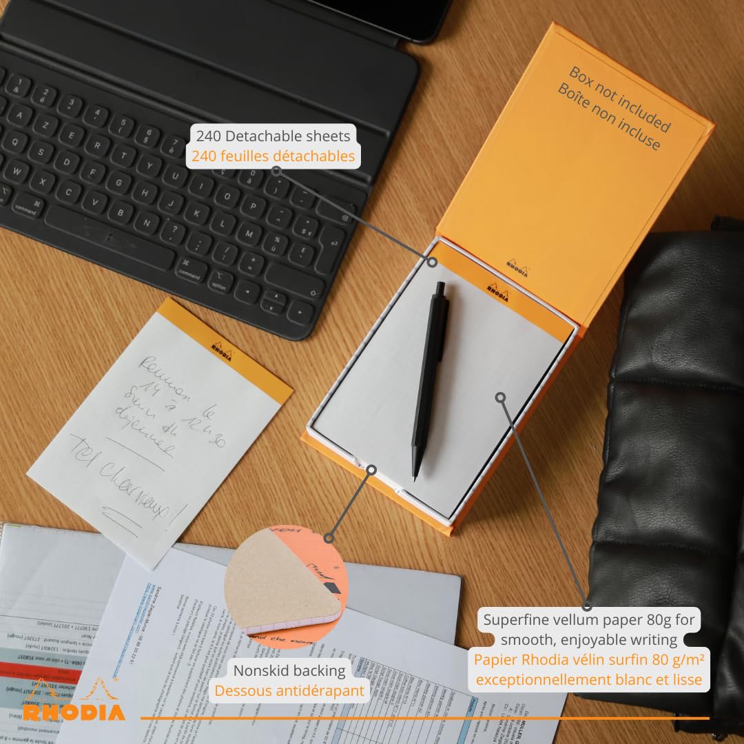 Rhodia Memo Pad N°13 - Orange A6 Dotted | 80g Clairefontaine Paper | 240 Sheets 2