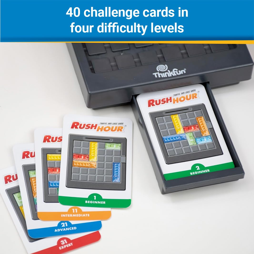 ThinkFun Rush Hour Traffic Jam Logic Game - 40 Challenges | Ages 8+ | Portable 3