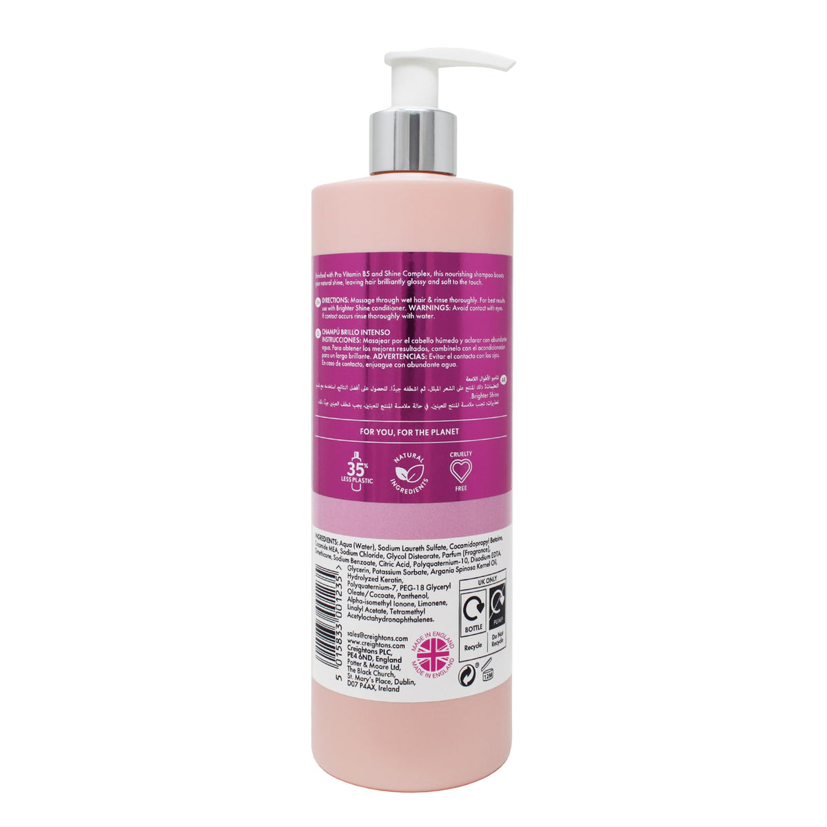 Creightons Professional Brighter Shine Shampoo - Boosts Natural Shine & Gloss, Softens & Smooths Hair | 500 ml
