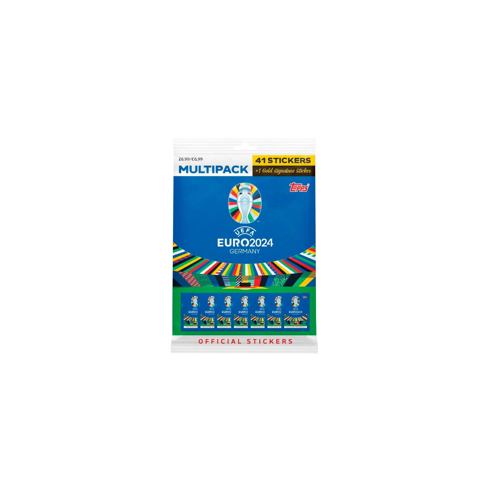 Topps Euro 2024 Sticker Collection - Multipack with 42 Stickers Including Gold Signature Series 2