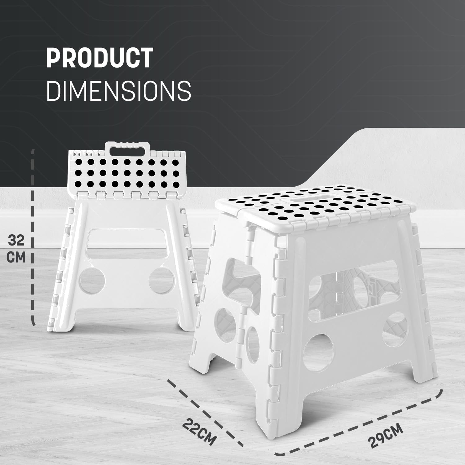 KEPLIN 13 Inch Heavy Duty Folding Step Stool | Non-Slip Foldable Footstool