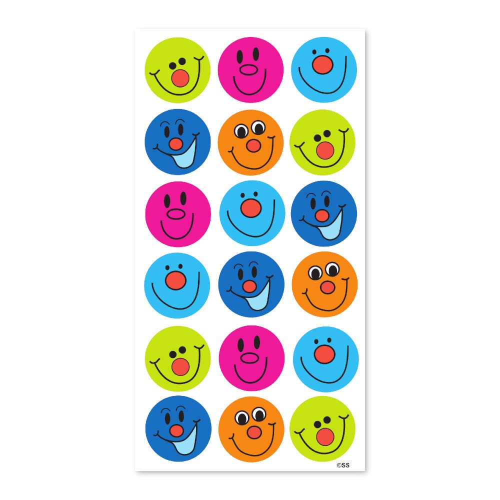 SuperStickers Smiley Face Reward Stickers - 180 Pack, 25mm Round, Multicoloured Vinyl | DBS195