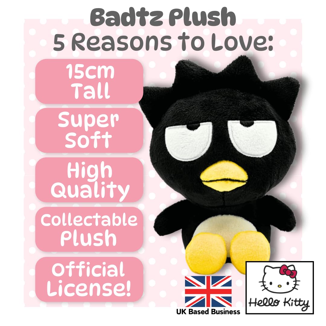 Sanrio Badtz Maru Plush Toy - 15cm Sitting Black Penguin Collectible for Kids & Adults 5