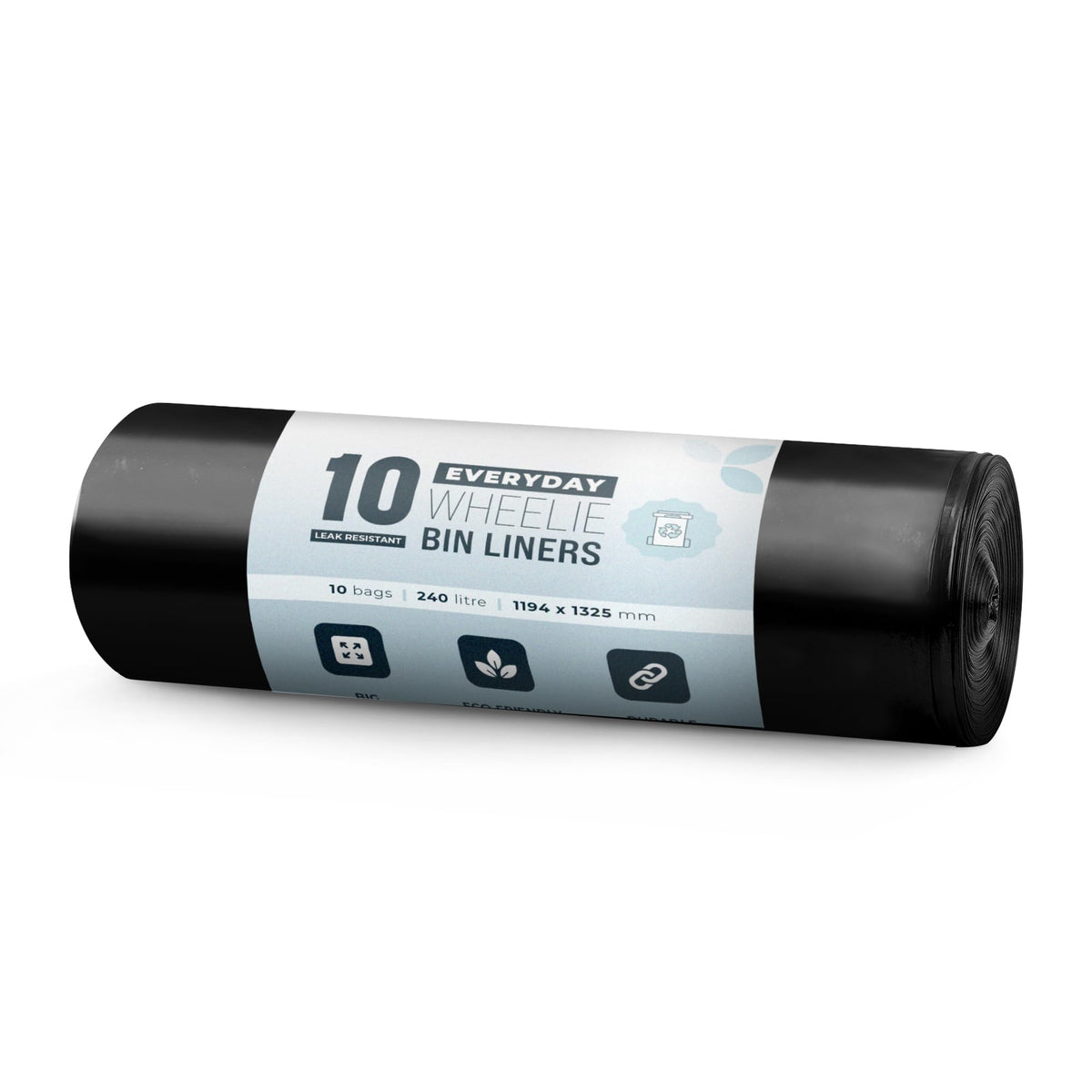 EcoBag Wheelie Bin Liners - Heavy Duty, Leak Resistant | 240L Capacity, 10 Count