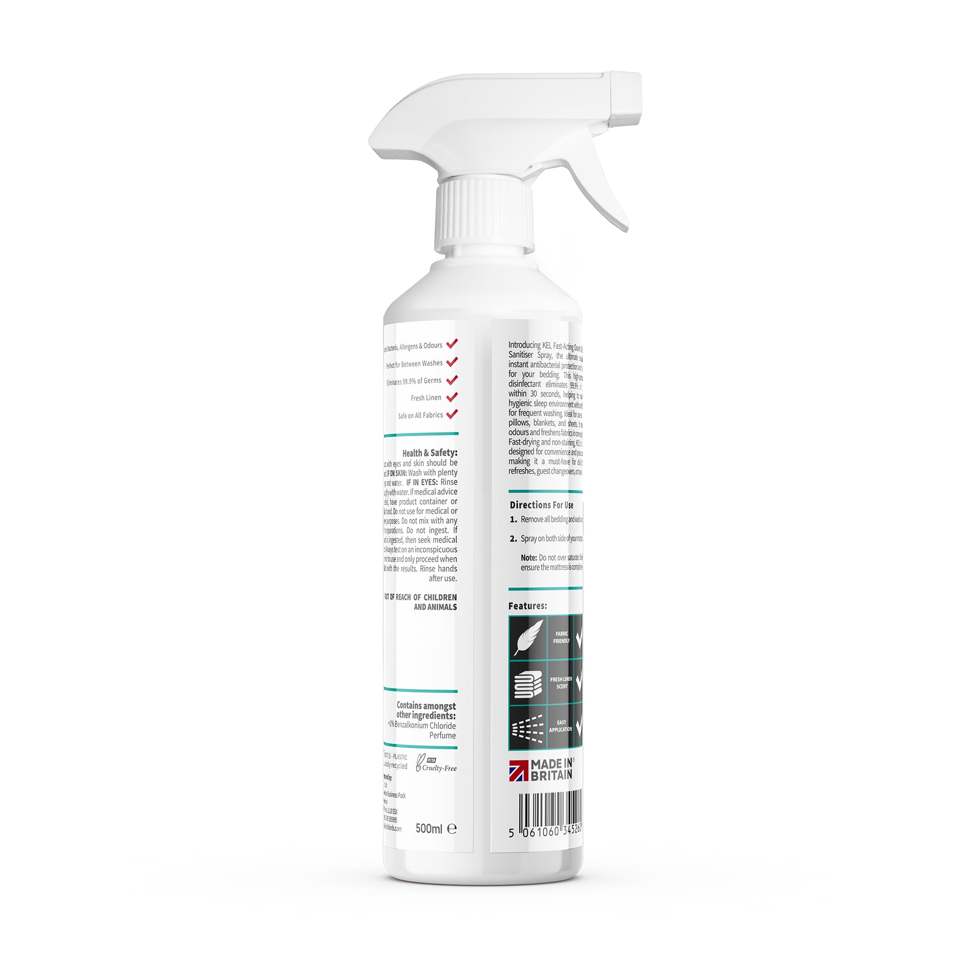 KEL Fast-Acting Duvet & Bedding Sanitiser Spray - Eliminates 99.9% of Germs | 500ml | Linen Scent 7