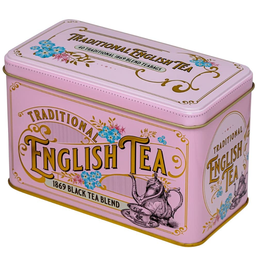 New English Teas Vintage Victorian Pink Tea Tin - 40 English Breakfast Teabags | 220g 5
