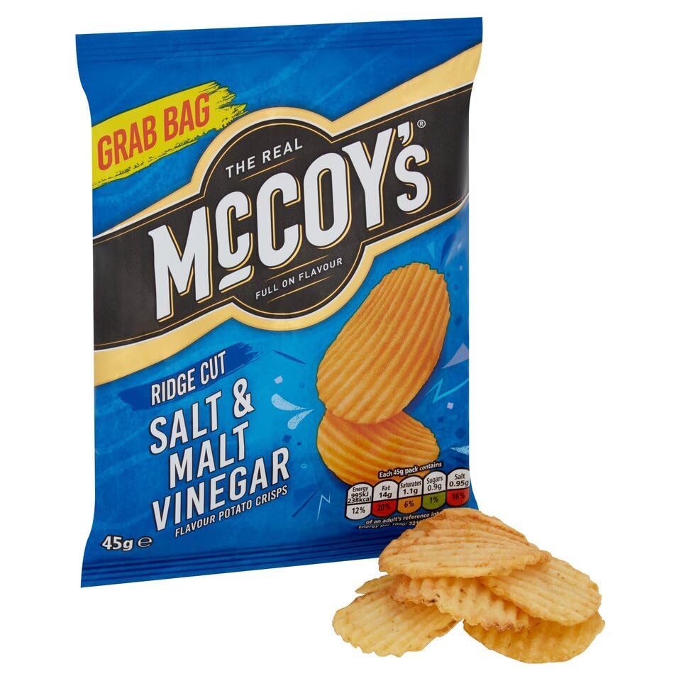 McCoys Salt & Malt Vinegar Grab Bag Crisps 45g (Multipack of 36) - Ridges Range