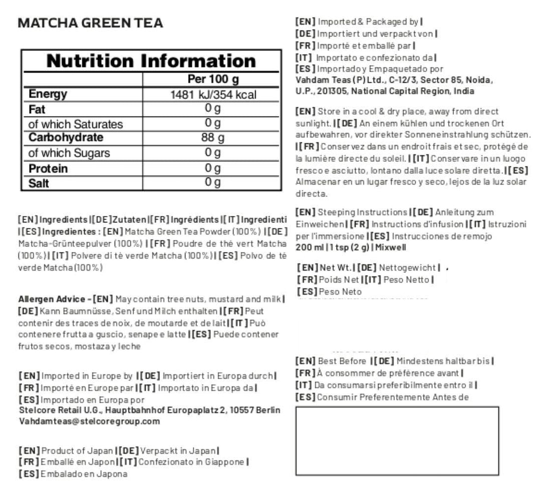 VAHDAM Matcha Green Tea Powder (25g) - Authentic Japanese Culinary Grade