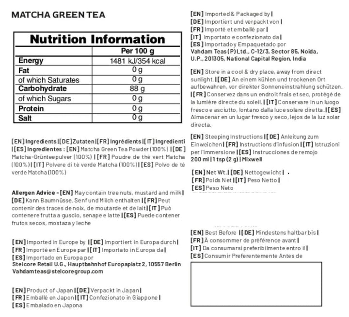 VAHDAM Matcha Green Tea Powder (25g) - Authentic Japanese Culinary Grade