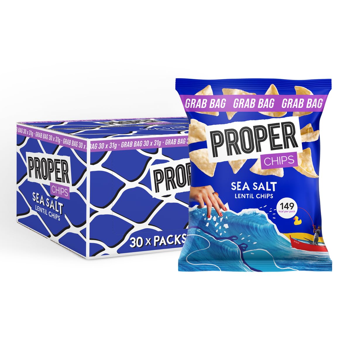 PROPER Sea Salt Lentil Chips - Snack Pack 30 x 31g 1