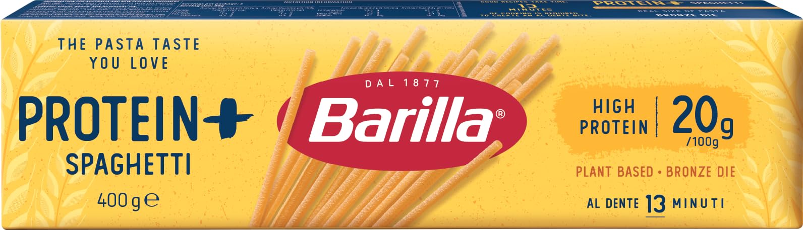 Barilla Spaghetti Protein Plus – High Protein Italian Pasta Made with Durum Semolina & Pea Protein 1