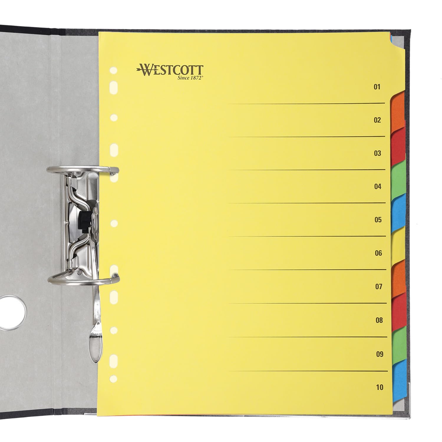 Westcott A4+ Extra-Wide Binder Dividers - 10 Tabs, 5 Colors, Cardboard Material 3