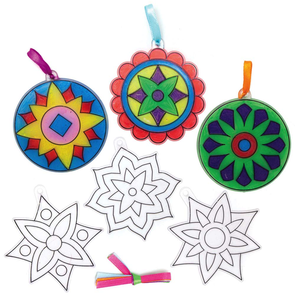 Baker Ross - Diwali Rangoli Suncatchers Craft Kit (AX313) - Pack of 10 1