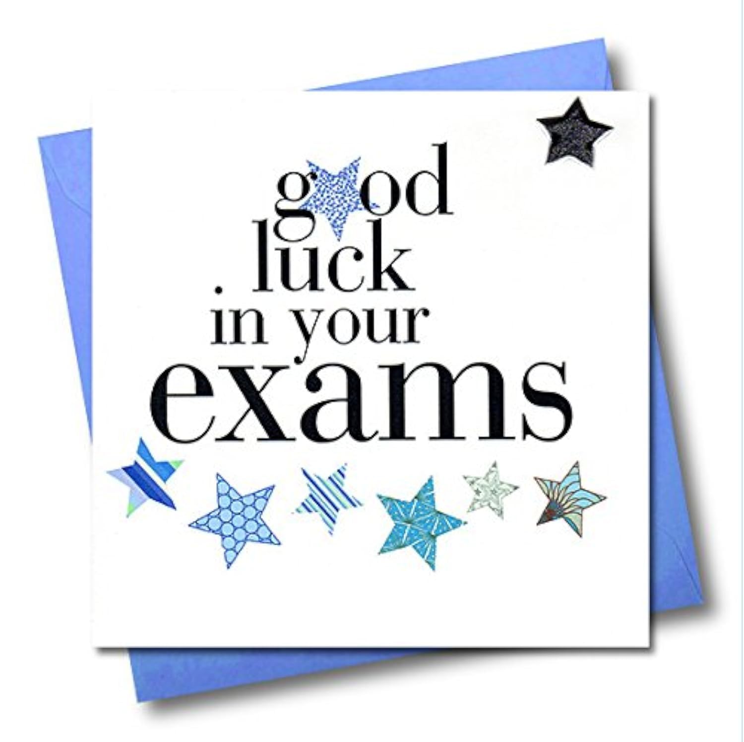 Claire Giles Greeting Cards - Good Luck in Exams Card | Padded Silver Star Embellishment | 150x150mm 1
