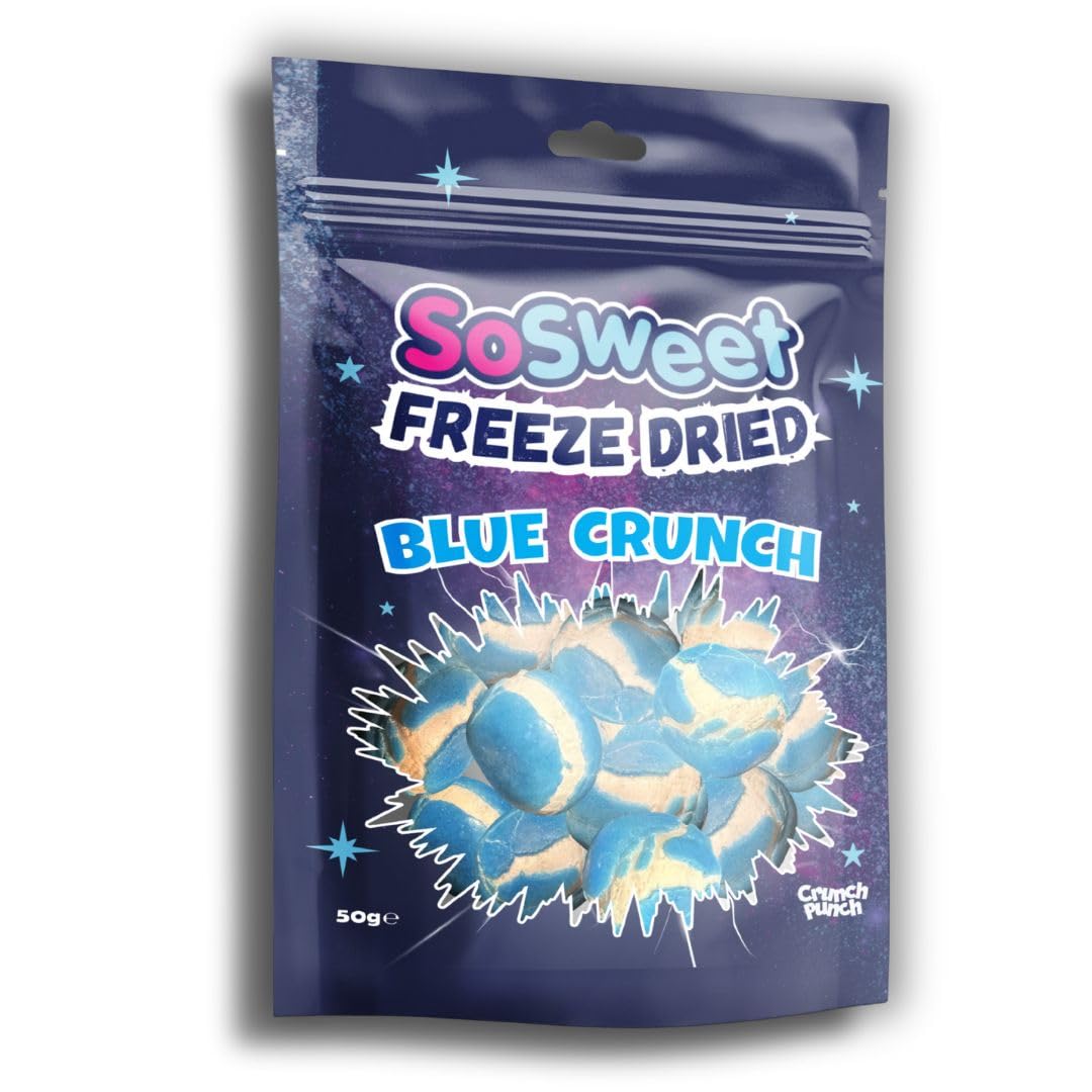 SoSweet Freeze Dried Sweets - Blue Crunch | Intense Fruity Flavour | Crispy Texture | 50g Bag 1