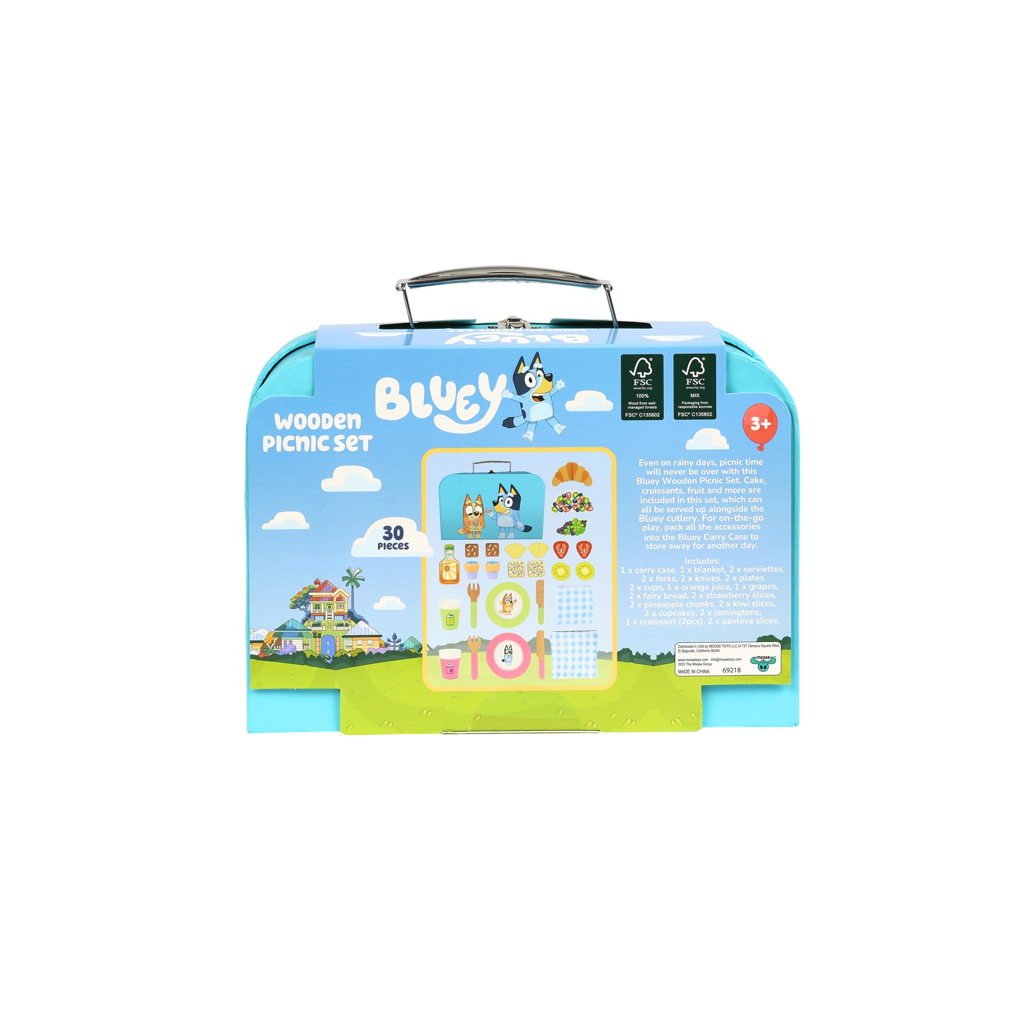 Bluey Picnic Basket Set - 30-Piece Wooden Roleplay Toy for Kids 2