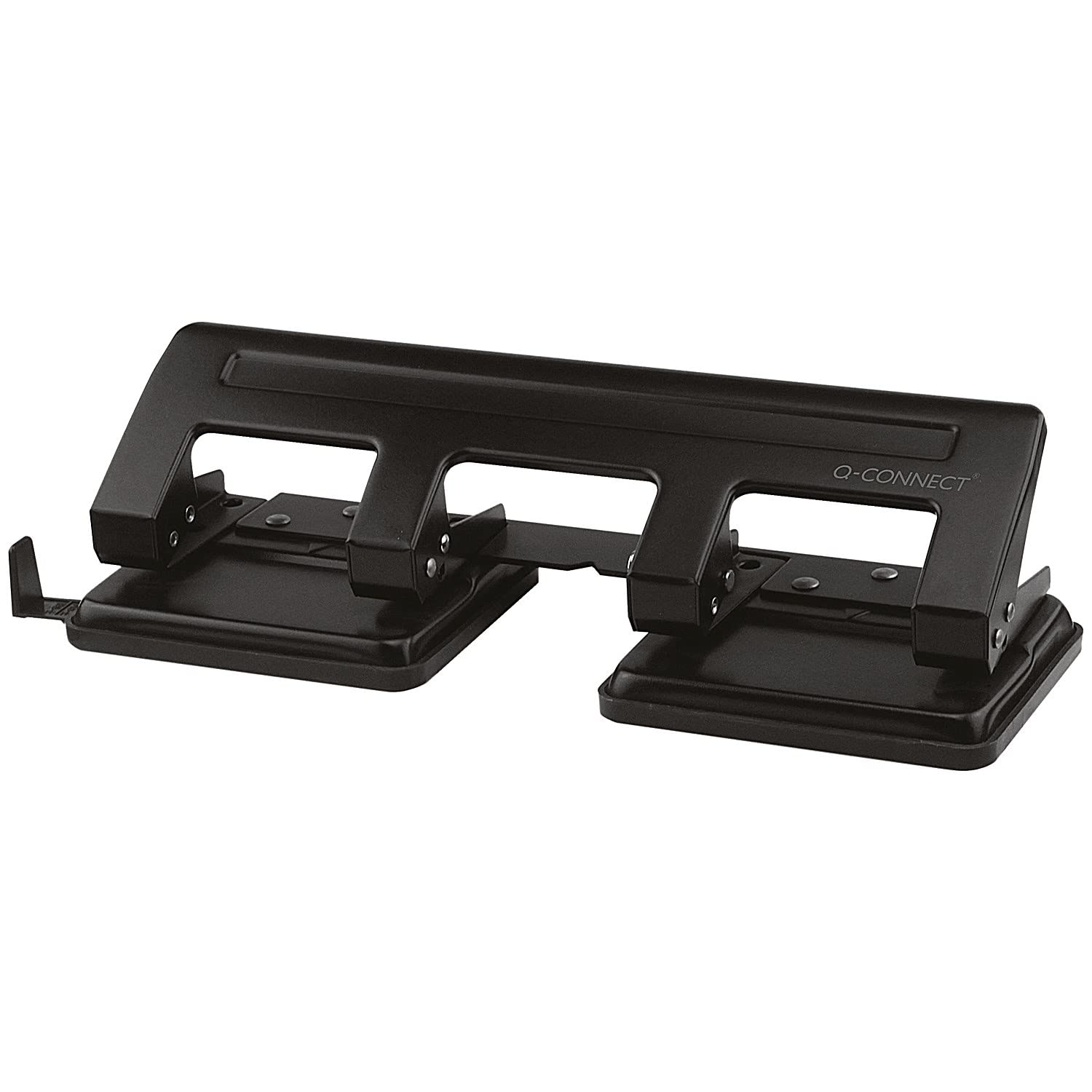 Q-Connect Fixed 4 Hole Punch - 16 Sheet Capacity | Black Metal Construction