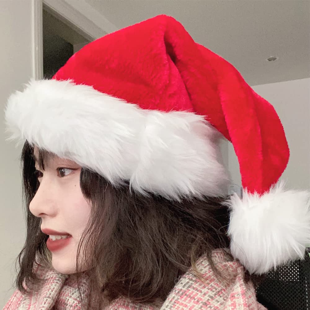 RAM ONLINE Deluxe Plush Christmas Santa Hat - Unisex Adult, Red 3